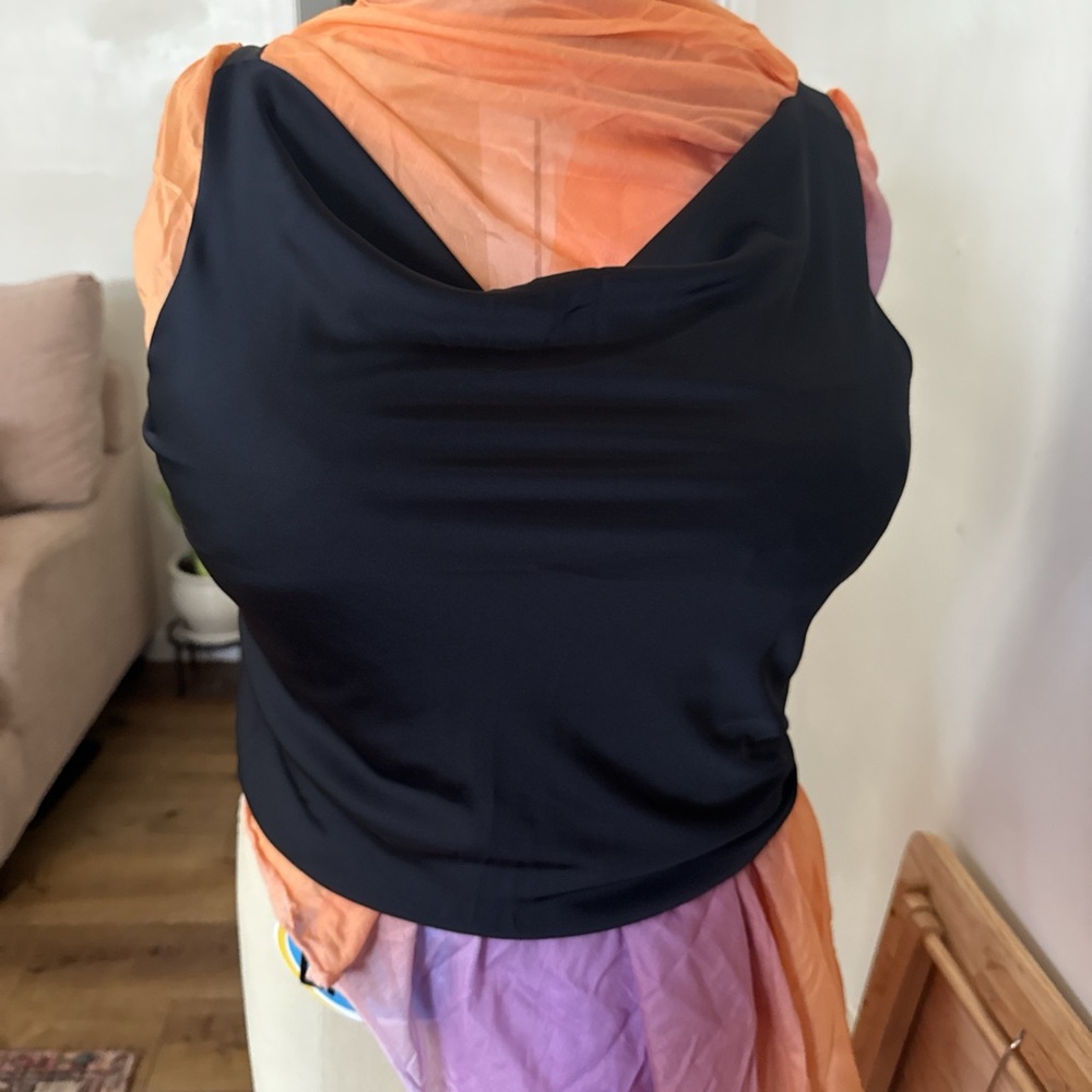Satin Black Sleeveless Women's Top